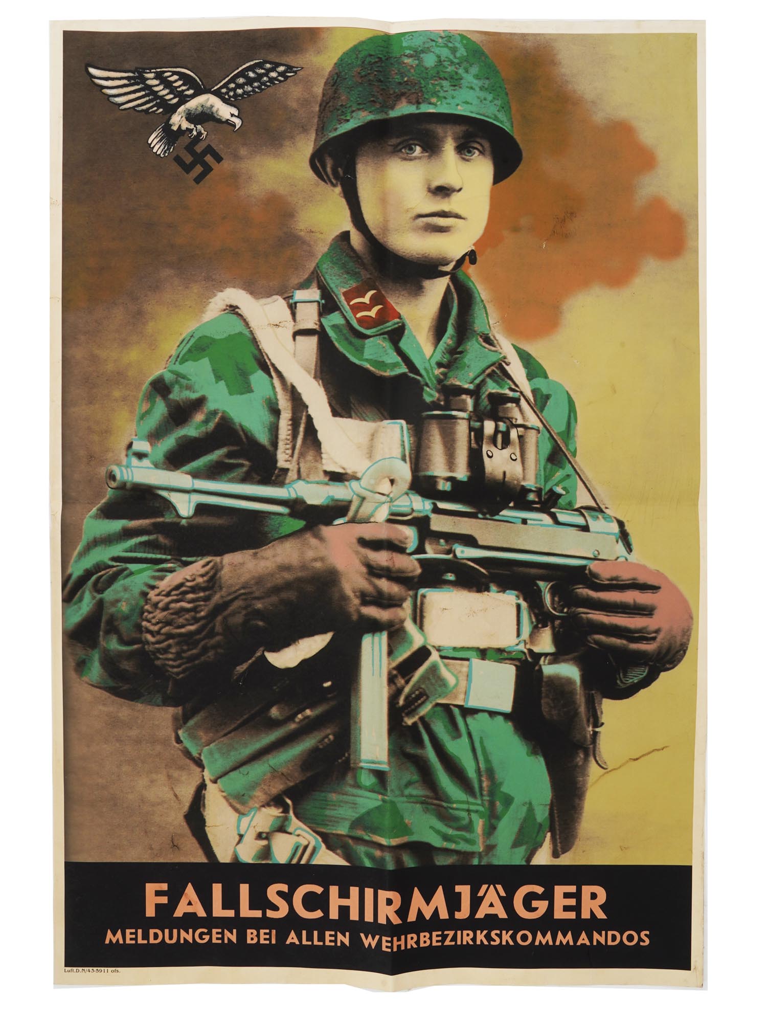 WWII NAZI GERMAN PROPAGANDA POSTER OF PARATROOPER PIC-0